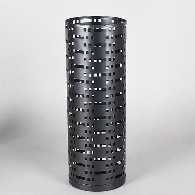Pissente Umbrella Holder, Rustproof Space Saving Fashionable Hollow Round Metal Umbrella Stand Rack for Entryway Home Office Indoor Outdoor, Black, 16.5 x 5.9 x 5.9in