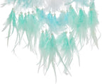 Large Rattan Dream Catchers - Light Blue Rooster Feather with Luxury Pearl, Multiring, Handmade Dreamcatcher for Bedroom, Dream Catcher for Girls, Dream Catchers for Boys, Dream Catcher Wall Decor