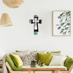 Yookeer Large Wooden Christian Wall Cross Religious Decor Art Wood Wall Cross Hanging Rustic Multi Layered Weathered Look Spiritual Sculpture for Church Home Farmhouse Indoor Outdoor