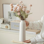 Ceramic Vase Set-3, Small Flower Vases for Decor, Modern Boho Farmhouse Style, 10.3 Inch Tall, Bisque White Color, Decorative Vases for Pampas Grass, Dried Flowers and Fresh Flowers (L Natural White)