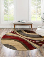 Unique Loom Barista Collection Area Rug - Ngada (6' 1" Round, Beige/Red)