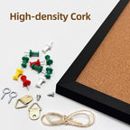 11" x 14.6" Cork Board Bulletin Board, Black Framed Corkboard, Oak Frame, Decorative Hanging Pin Board, Perfect for Office & Home Decor, Home School Message Board or Vision Board