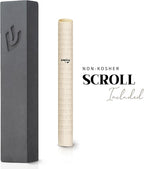 SURI Mezuzah for Door – 7 Inch Dark Gray Concrete Mezuzah Case with Printed Scroll, Self-Stick Jewish Entry Design, Fits a 6 Inch Scroll, Gift Box Included