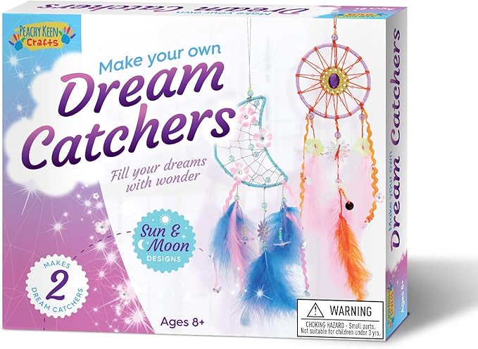 Peachy Keen Crafts Dream Catcher Kit for Kids & Teens - Makes 2 Dreamcatchers - Easy-to-Follow Instructions, Perfect Dreamcatcher Kit for Room Decor, Ages 8-Teen