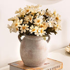 Ceramic Flower Small Vase 6 inch Farmhouse Rustic Vase Decorative Pottery Terracotta Vases for Home Decor Table Mantle Fireplace Living Room Bathroom Wedding Centerpiece
