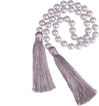 34 Inch Pearl Glass Bead Garland with Tassels - Elegant Boho Table Decor, Fringe Wall Hanging for Wedding, Party, Farmhouse Rustic Prayer Bead Home Decoration(2 Pack,Purple)