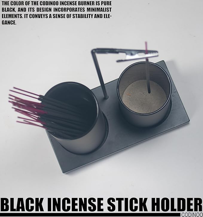 2 in 1 Incense Burner Holder for Sticks,Glass Incense Holder with Storage,Upside Down Incense Holder for Sticks with Glass Ash Catcher for Meditation Yoga Spa Room Home Decor[Full Black]