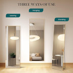 DUMOS 59"x16" Full Length Mirror, Full Body Mirror with Aluminum Alloy Thin Frame, Standing Mirrors with Leaning or Hanging, Suitable for Bedroom, Livingroom, Cloakroom, Gold