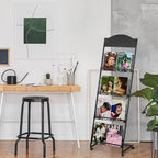 LIWSHWZ Brochure Display Stand,4-Tier Magazine Rack,Floor-Standing Magazine Literature Display Stand with Wheels,High-hardness metal,for Shop Exhibitions Office