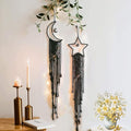 Tarklanda Moon Star Dream Catcher Decor, 2pcs Boho Home Moon Star Black Dreamcatcher, Bohemian Wall Hanging Dream Catcher Decor for Home Bedroom Craft Decoration for Holiday Mom Birthday Day Gifts