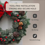 White No Drilling Required - Universal Wreath Holder for Decorations | Invisible Hook with High-Tech Technology for Door Wreaths & Seasonal Decorations - Hanging Hook for Easy Installation