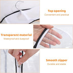 4 Pack Full Clear Garment Bags with Side Zipper, 40&50" Clothes Covers with 10" Gusset, Transparent Hanging Suit & Coat Covers for Closet Storage, Jackets, Dresses, Windbreakers