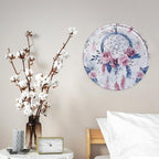 Wall Picture, with Peach Dream Catcher Printed Circular Iron Hanging Picture,Wall Art Decor,Home for Bedroom Living Room Bathroom Decor,Iron Painting 11.8X11.8 in