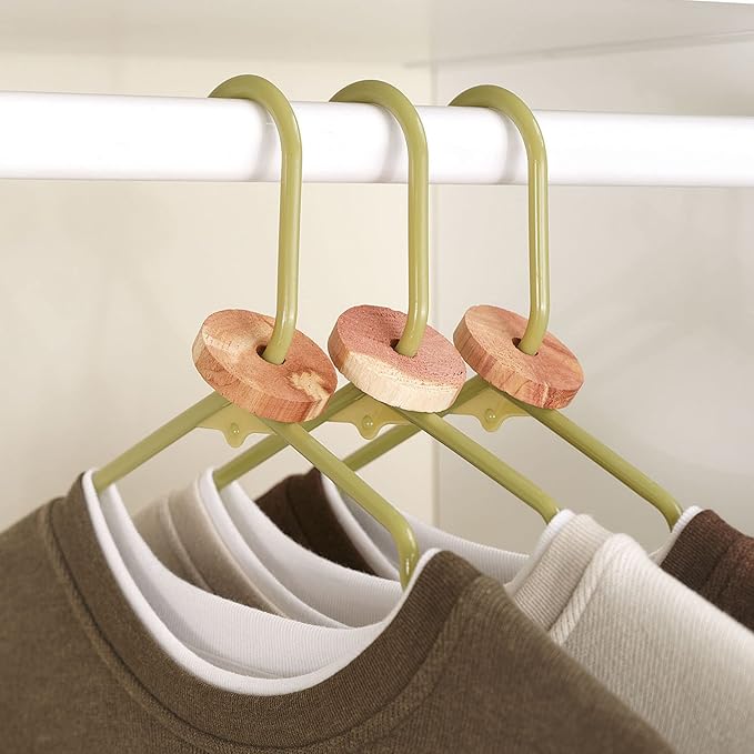 Household Essentials Cedar Fresh Cedar Rings, Pack of 6, Solid Eastern Red Cedar, Natural Moth and Odor Deterrent, Eco-Friendly and Chemical-Free, Perfect for Wire and Plastic Hangers, Natural