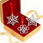 Set of 3 Christmas Hanging Ornaments - Silver Snowflake Star Pawprint Christmas Tree Decor for Xmas Tree Gift Decorative Hanging Ornaments Hanging Pendants (3, Multi-3)