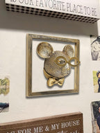 Newinhome Animal Heads Wall Decor (Includes Metal Frame) Resin Animals Sculptures Head Wall Hanging Decoration Gold vintage Wall Sculpture for Living Room Bedroom Office(Rat)