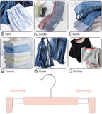 Clothes Pants Hangers, Space-Saving Skirt Holders with 360 ° Swivel Hooks, Adjustable Clips, Trouser Hangers, Clothes Coat Garment Jeans Hangers (20 Pack, Pink)