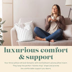 ComfyDown Set of Two20X20 Decorative Throw Pillow Insert, Down and Feathers Fill, 100% Cotton Cover 233 Thread Count, Square Pillow Insert - Made in USA