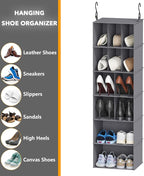 SpaceAid 2 Pack Hanging Closet Organizer and Storage with Dividers, 24 Compartments Hanging Shoe Shelves for Closet, Wardrobe, RV, Garment Rack - Grey