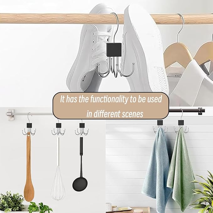 Belt Hanger, 4Pcs Belt Organizer for Closet 360°,Rotatable Max 48 Belt Storage Rack Space Saving Storage Rack for Belt, Bra, Tank Top, Tie, Scarf(2White 2Rose Gold)