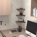 HORLIMER 6 Pack Wall Mount Floating Corner Shelf, Rustic Wood Corner Wall Shelves for Bedroom, Living Room, Bathroom, Kitchen