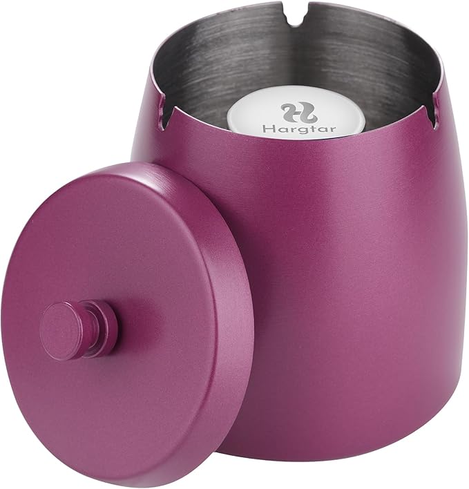 Smokeless Ashtrays For Cigarettes Indoor, Ash Tray Sets for Cigarettes Outdoor Ashtrays for Patio (Purple, Large)