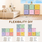6 Cube Storage Organizer with Shelf Back to School Boxes 11 Inch Toy Storage Bins Closet Organizers Drawers Fabric Dresser for Playroom Books Bedroom Dorm Kitchen (Multiple Colors)
