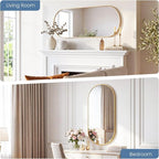Sweetcrispy 24" x 48" Gold Bathroom Mirror for Wall, Oval Wall Mirrors with Metal Frame, Tempered Glass, Modern Vanity Mirror for Over Sink, Living Room, Bedroom, Entryway, Horizontal or Vertical
