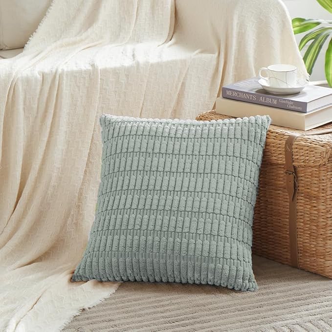 Fancy Homi 4 Packs Decorative Throw Pillow Covers for Living Room Couch Bed, Modern Farmhouse Boho Home Décor Accent Cushion Case, 22" x 22", Grey Blue