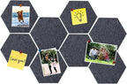 8 Pcs Hexagon Felt Cork Bulletin Board Tiles, Self Adhesive DIY Bulletin Board Pin Board for Office School Home Wall Decor Memos Photos Display(Deep Grey)
