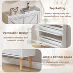 LEYAOYAO Shoe Storage Cabinet with 2 Flip Drawers，Narrow Shoe Storage Cabinet Organizer with Legs for Entryway Hallway, Living Room, Bedroom，Hidden Slim Storage Narrow Shoe Rack Cabinet,White