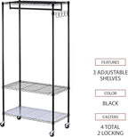 Alera ALEGR363618BL 36 in. W x 18 in. D x 75 in. H 30 Garments Wire Shelving Garment Rack - Black