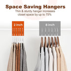 HOUSE DAY White Plastic Hangers 50 Pack, Slim Space Saving, Non Slip Hangers with Rubber Pads, Heavy Duty Coat Hanger for Closet, Prevent Stretching S-Shaped Clothes Hanger for Shirt, Suit, Pants