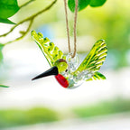 Hummingbird Stained Glass Ornaments Hand Blown Glass Bird Animal Collectible Decorative Hanging Hummingbird Suncatcher for Tree Window Garden