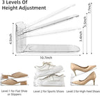 shoe slots organizer, Clear Shoe Stacker, Adjustable Level Shoe Rack,Storage Space Saver for Sneakers Display (Transparent, 8Pack)