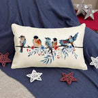 RABUSOFA 4th of July Memorial Day Patriotic Lumbar Throw Pillow Cover,12x20 Inch Red White and Blue Birds Flowers Independence Day American Fourth of July Decoration for Sofa Couch
