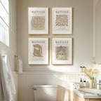 Framed Matisse Neutral Wall Art Set of 4, Beige Abstract Modern Minimalist Botanical Prints for Bathroom Living Room Dining Room Bedroom Home Office Decor, 12x16