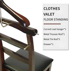 ZCXBHD Suit Valet Stands For Men With Drawer Wooden Chair Valet Stand Freestanding Valet Stand for Women With Trouser Bar And Tie Bar