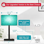 Lynnoland 21" Set of 2 Table lamp with USB A+C & AC Outlets, Touch Control 3-Way Dimmable Nightstand Lamps for Bedroom Living Room Office Reading, Green Shade Touch Lamps, 5000K LED Bulbs Included