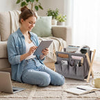 Sliner 1 Pack Foldable Magazine Rack with 6 Pockets 14x10.4 Inch Book Basket Storage Holder for Books, Newspapers, Home Couch Tablet Magazine Holder for TV Remote Control Living Room