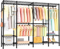 Heavy Duty Garment Rack Clothes Rack,Large Metal Closet Organizer System Storage Wardrobe,Freestanding Clothing Rack with Adjustable Wire Shelves& Hang Rods,MaxLoad 1000lbs