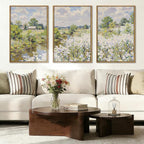 BINCUE Framed Wildflower Wall Art Rustic Floral Wall Decor Vintage Landscape Artwork Nature Flowers Wall Pictures Wildflowers Art Prints Florals Paintings for Living Room Bedroom Bathroom Farmhouse 16x24 Inches Set of 3 Gift
