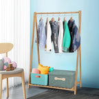 Small Clothes Rack Kids Dress Up Storage for Playroom, Toddlers Bedroom, Bamboo Child Garment Rack with Storage Shelf, Kids Clothing Rack Costumes Organizer