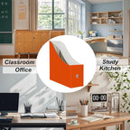 Limitliho 12 Pack Orange-Red Cardboard Magazine Storage Boxes, Vertical File Organizer Box for Desk or Shelves, Book Bins for Classroom,Office,Home(10.6" H x 10.2" L x 3.5" W in)