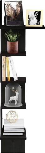 Furinno Rossi Wall Mounted Shelves, 5-Tier Rectangle, Espresso/Black