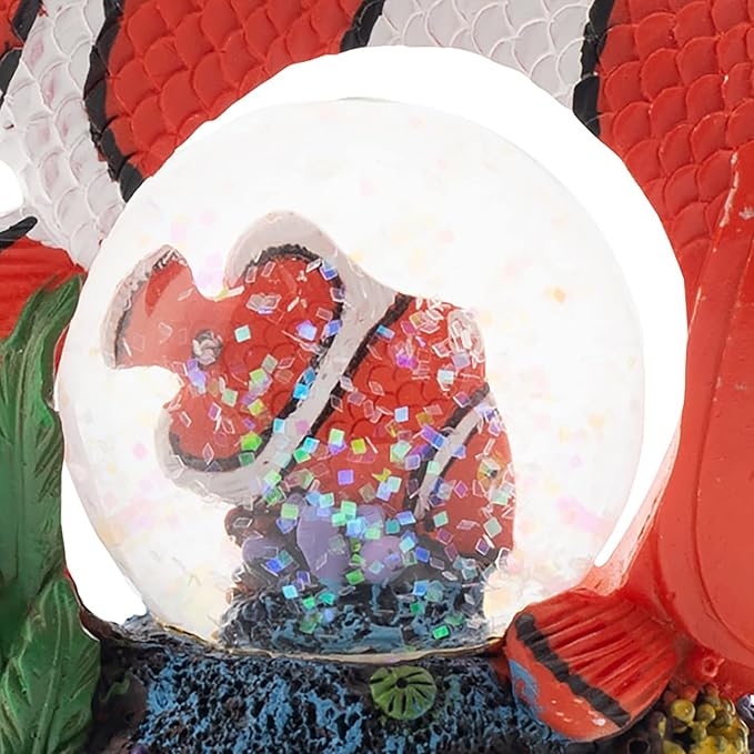 Elanze Designs Striped Clown Fish Ocean Magical Whimsical Tabletop Dresser Nightstand Figurine Miniature 45MM Sturdy Polyresin Glitter Water Snow Globe Decoration