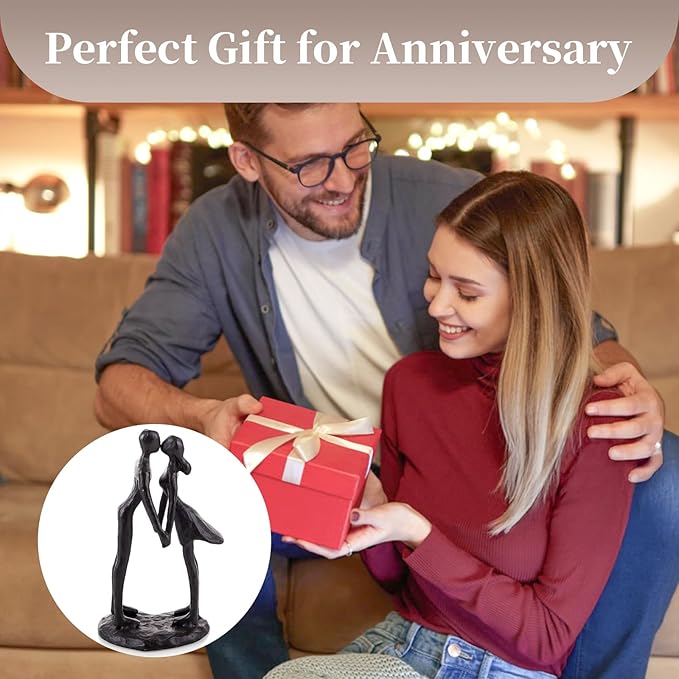 Sziqiqi Anniversary Wedding Gift for Couple: Iron Gifts for 6th Anniversary for Her Him Women - Cast Iron Couple Sculpture Present for Wedding Day Christmas Bithday Valentines Engagement