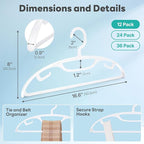 HOUSE DAY Plastic Clothes Hangers 12 Pack, Sweater Hangers No Shoulder Bump, Thick Heavy Duty Coat Hanger for Closet, White Wide Hanger with Non-Slip Hook for Sweaters, Suits, Dresses, Jackets, Pants