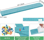 Cork Board for Walls - 8 Pack Felt Pin Board Bar Strips - Self-Adhesive Lightweight Bulletin Board - Cork Board for Office with 40 Push Pins No Damage for Wall (Lake Blue)