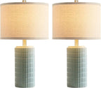 AIEAMPDO 23" Set of 2 Modern Ceramic Table Lamps for Living Room | Nightstand Lamps For Living Room Bedroom Entryway, Office And Study Room, 2 LED Bulbs Included